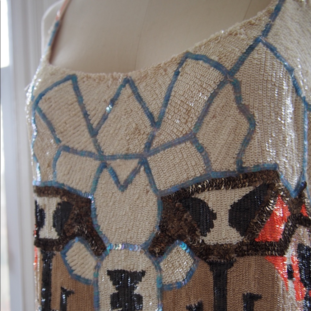 All Saints Aztec print sequin mini dress